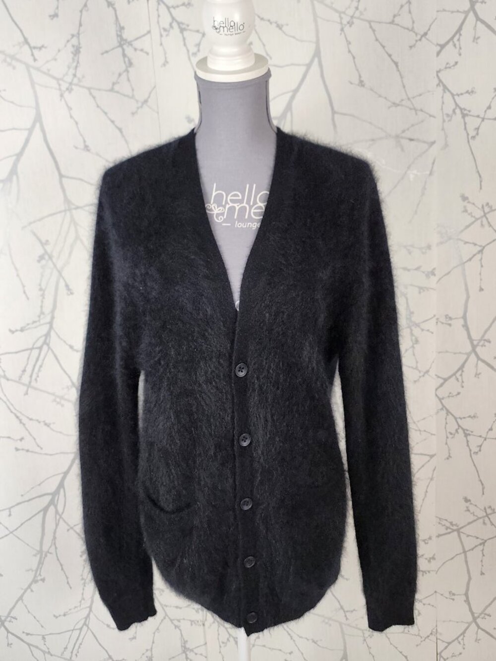Autumn Cashmere 100% Cashmere Brushed Fuzzy Button Front Cardigan